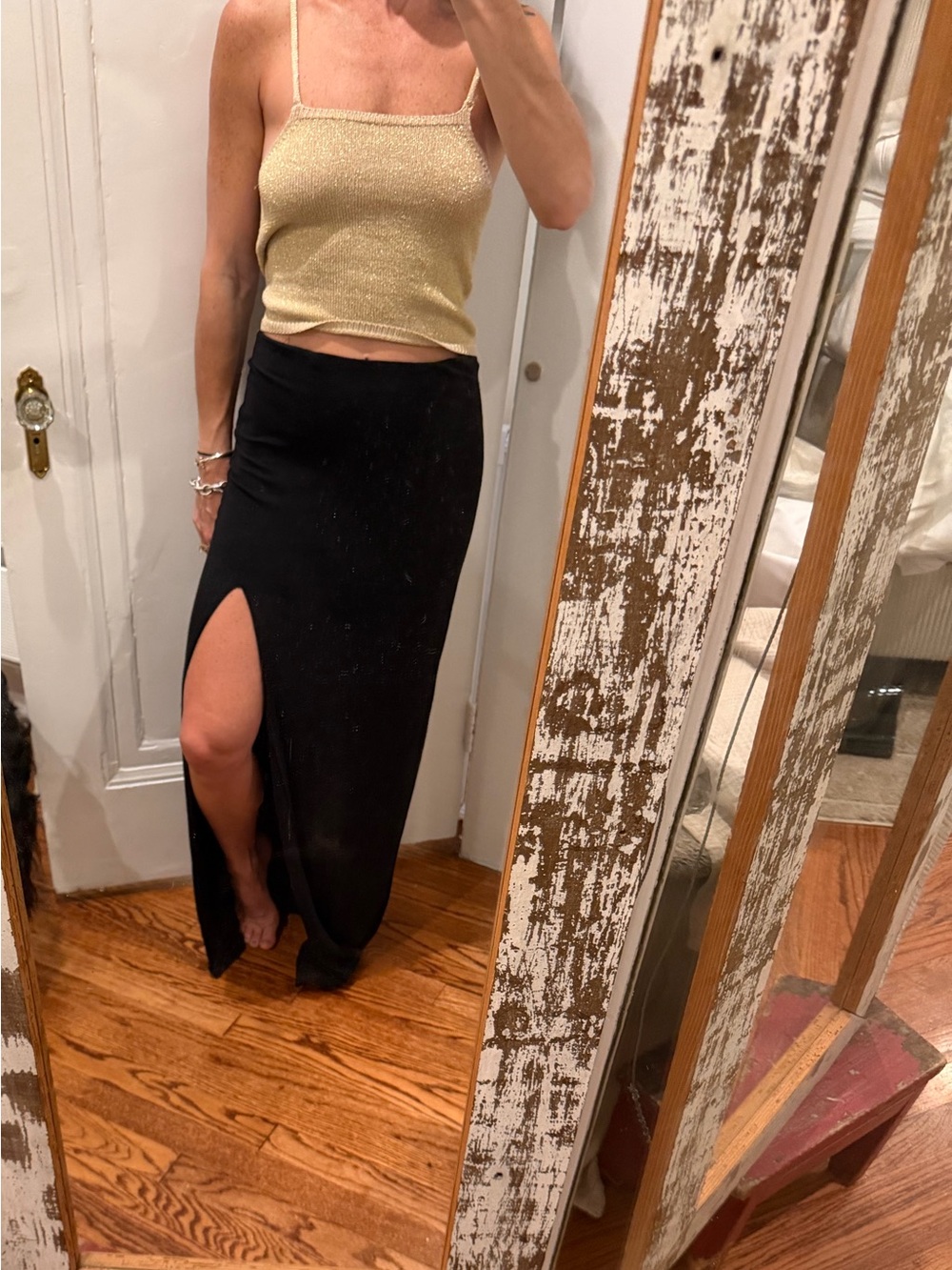 Black High-Slit Maxi Skirt